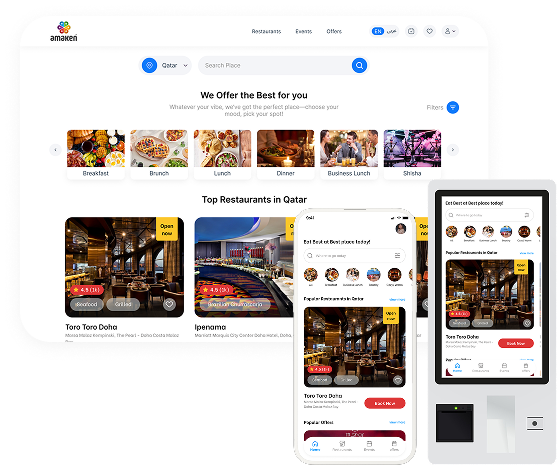 Amaken mobile and web app mockup
