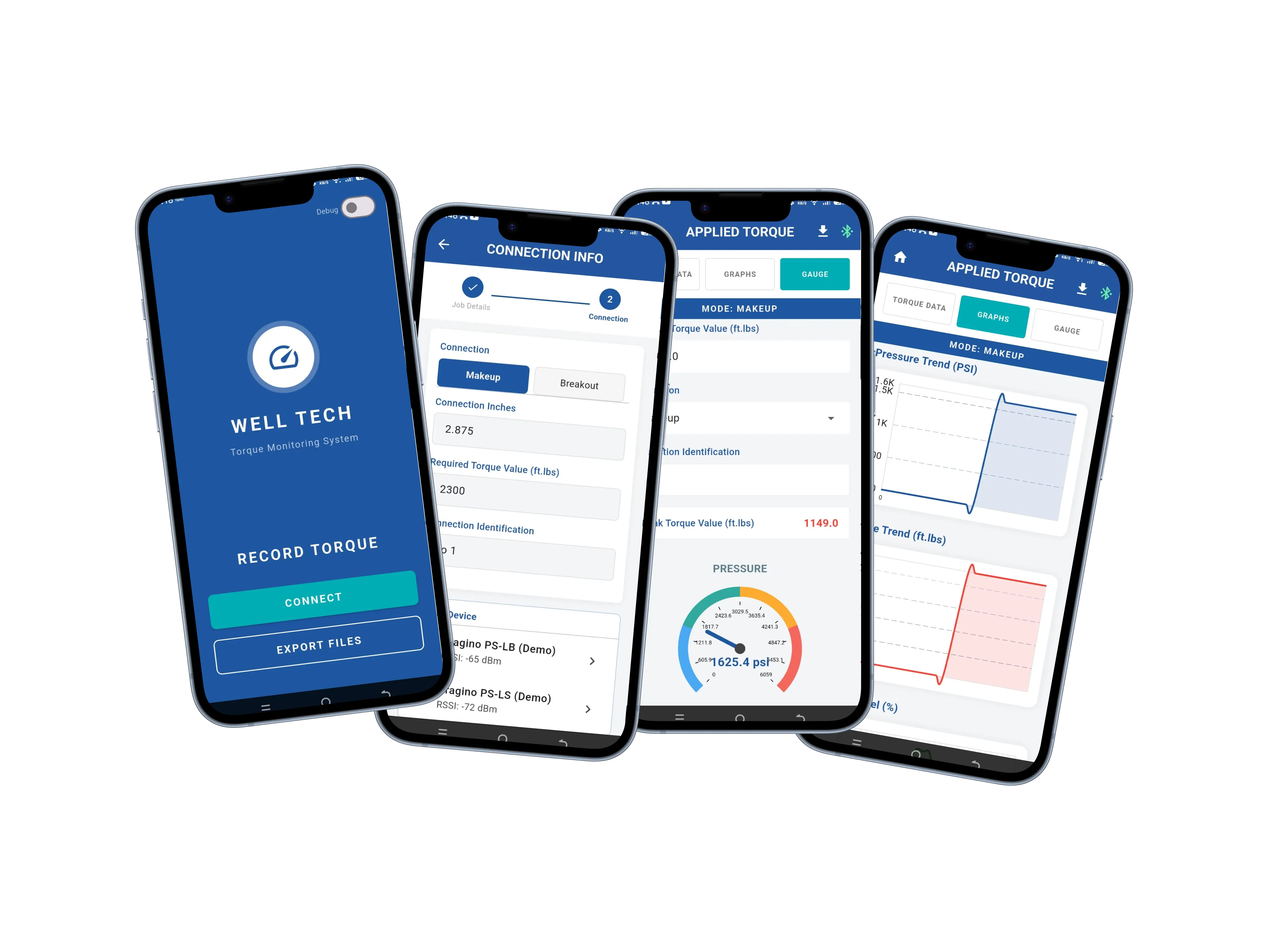 Bluetooth sensor app mockup showcasing the app's features and functionality