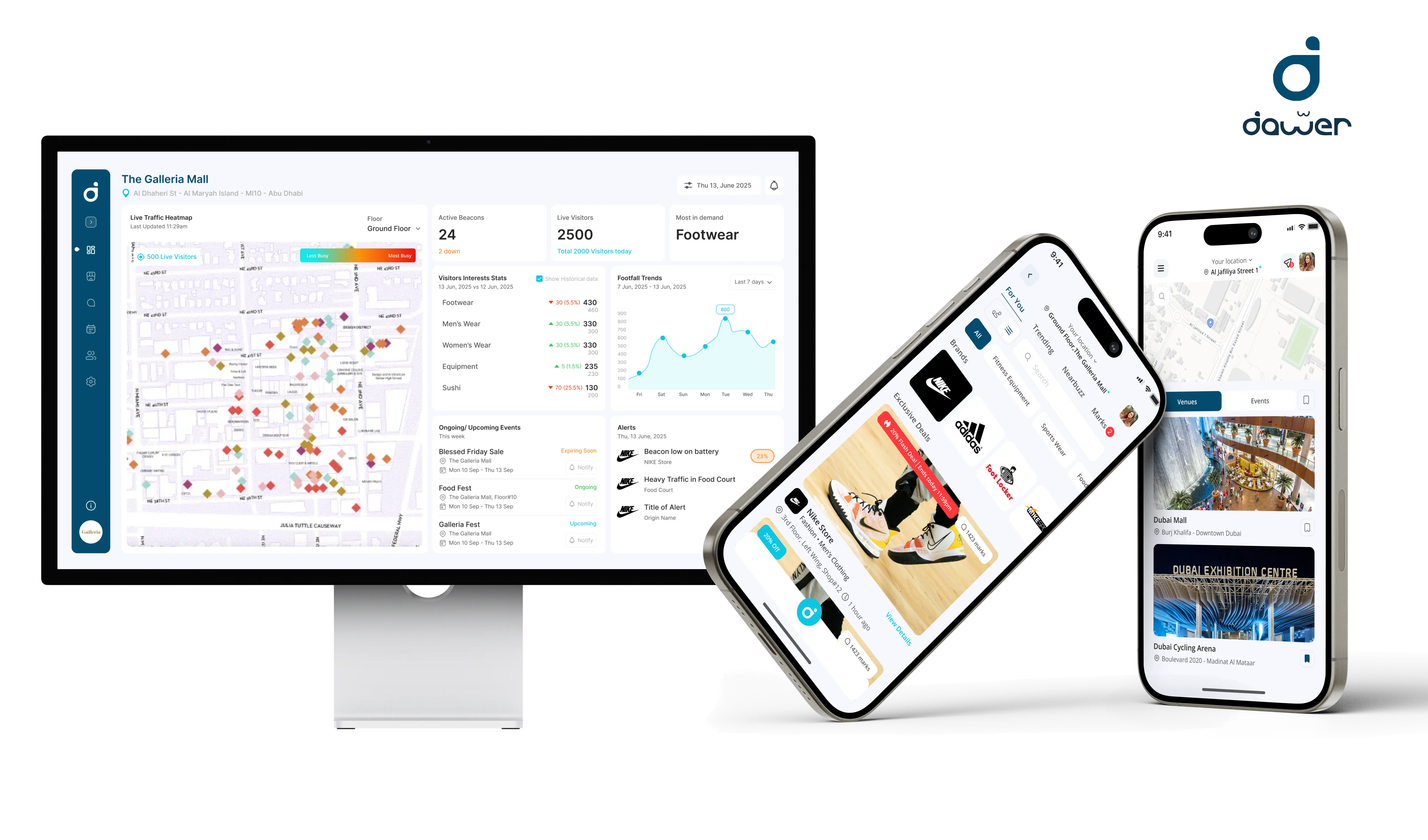 Dawwer app mockup showcasing the app's features and functionality