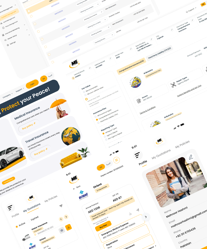 شاشات استكشاف تطبيق MeCompare